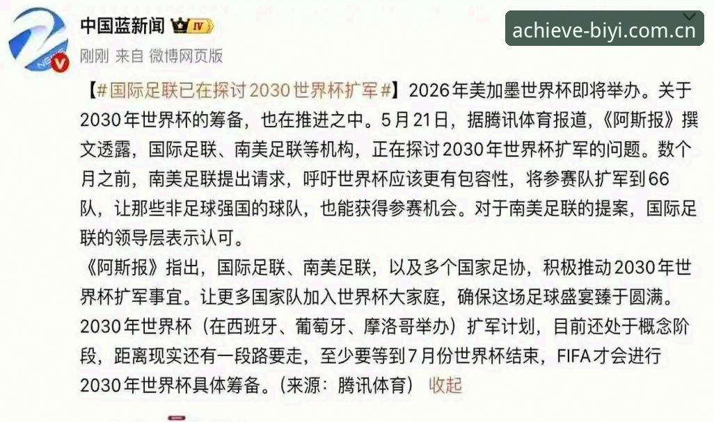 世界杯扩军至66队的3大关键影响：中国男足迎来历史性转机